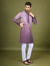Shaded Purple Kurta with Thread Sequence Embroidered Work